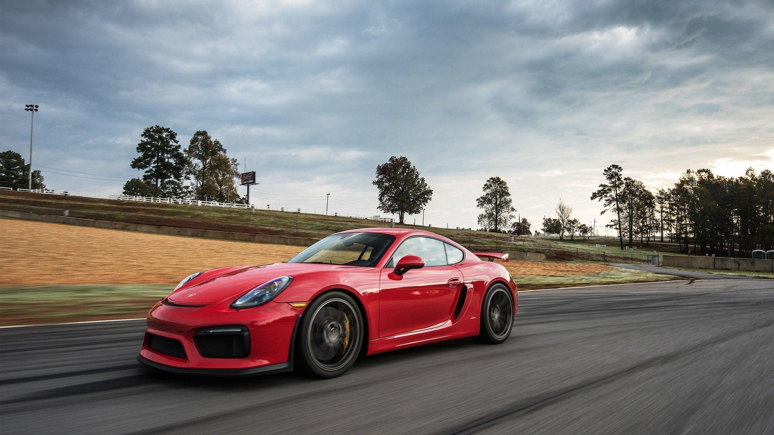 2560x1440 Download 2560x1440 Porsche Cayman Gt Red, Side View, Supercar, Cars Wallpaper for iMac 27 inch