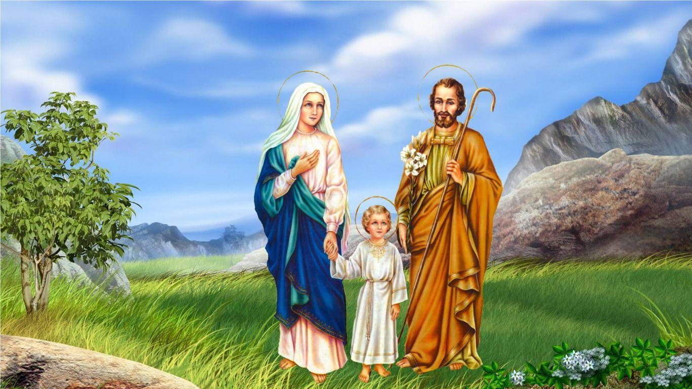 1366x768 Jesus Family Wallpaper