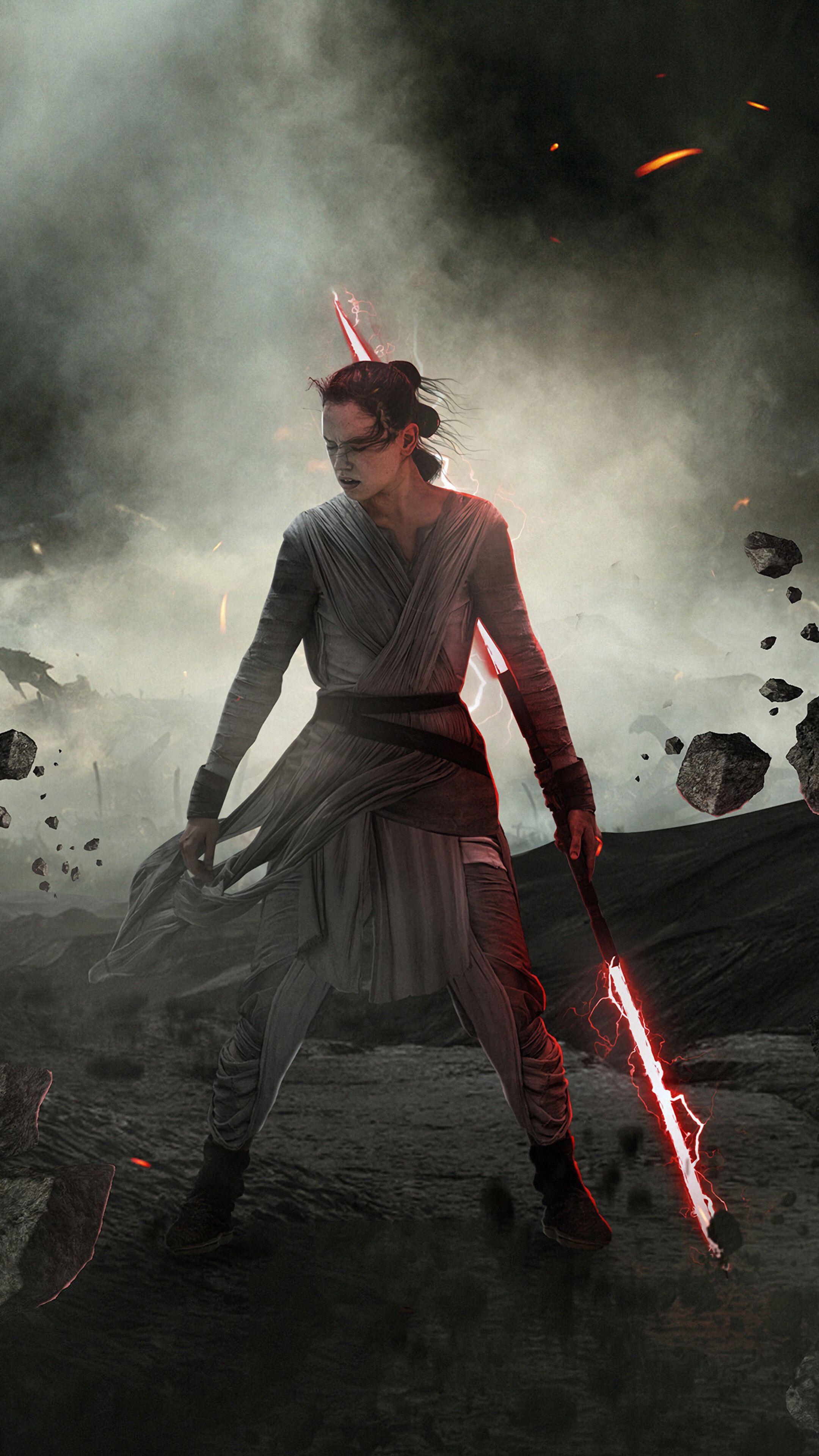 2160x3840 Star Wars The Rise of Skywalker, Dark Side, Rey, Lightsaber, 4K phone HD Wallpaper, Image, Background, Photo and Picture