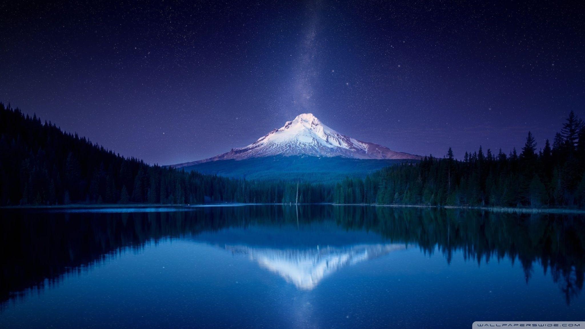2048x1152 Amazing Mountain Milky Way by Yakub Nihat Mount Hood in Trillium Lake Ultra HD Desktop Background Wallpaper for 4K UHD TV : Widescreen & UltraWide Desktop & Laptop : Tablet
