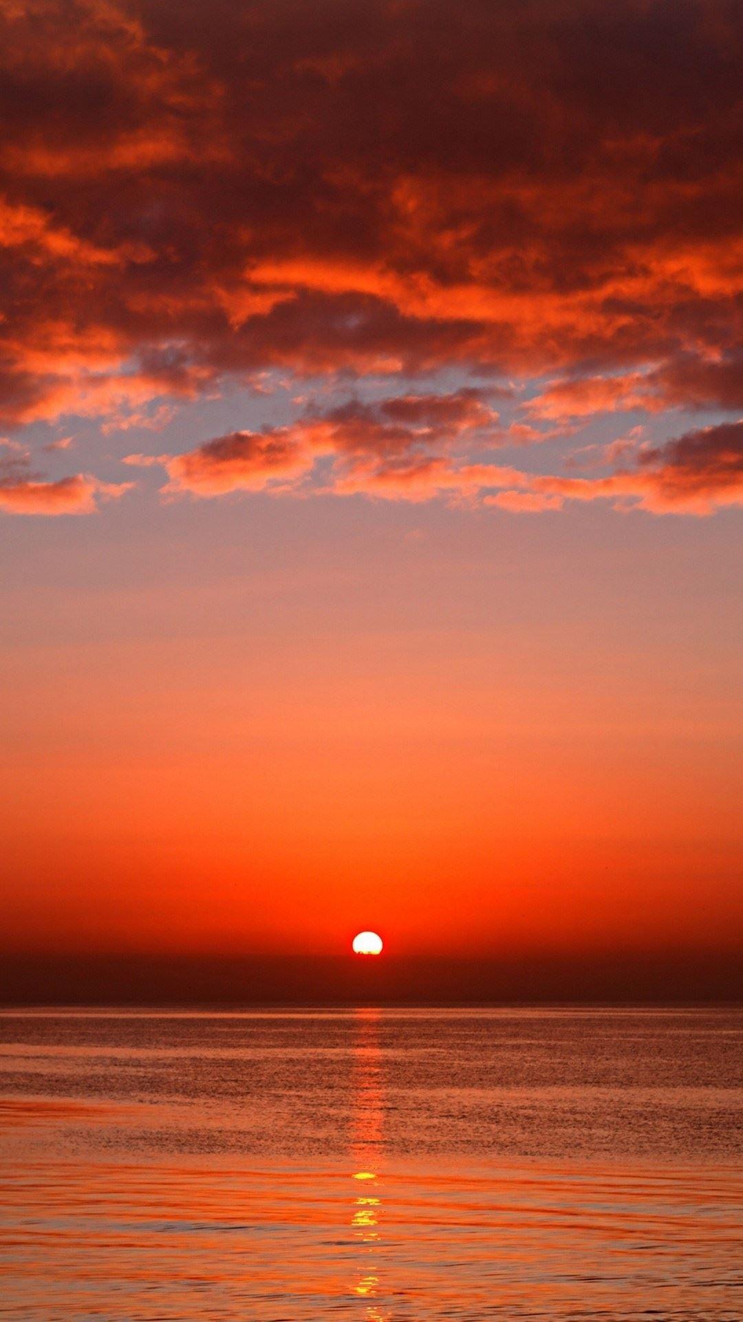 1080x1920 Bloody Red Ocean Sunset iPhone 6 Plus HD Wallpaper HD