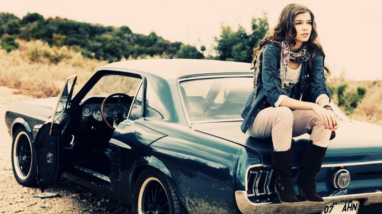 1244x700 Vintage Hot Girl beautiful car wallpaperx1080