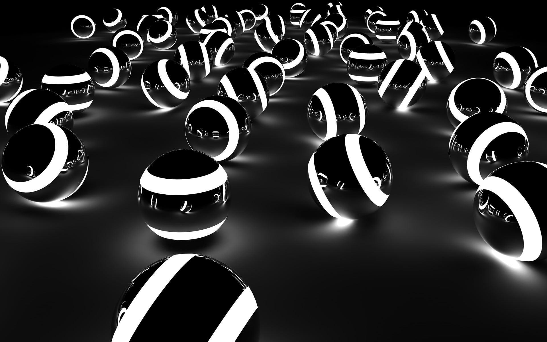 1920x1200 Black And White Balls Wallpaper