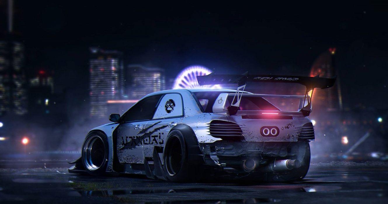 1329x700 Rendering sti wrx subaru by khyzyl saleem nigth rear impreza tuning drift race racing wallpaperx1080