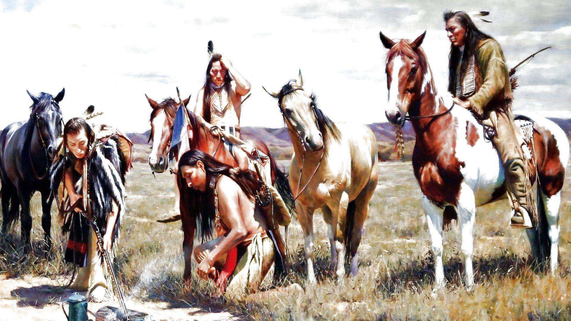 1920x1080 native, American, Western, Indian, Art, Artwork, Painting, People, Warrior Wallpaper HD / Desktop and Mobile Background