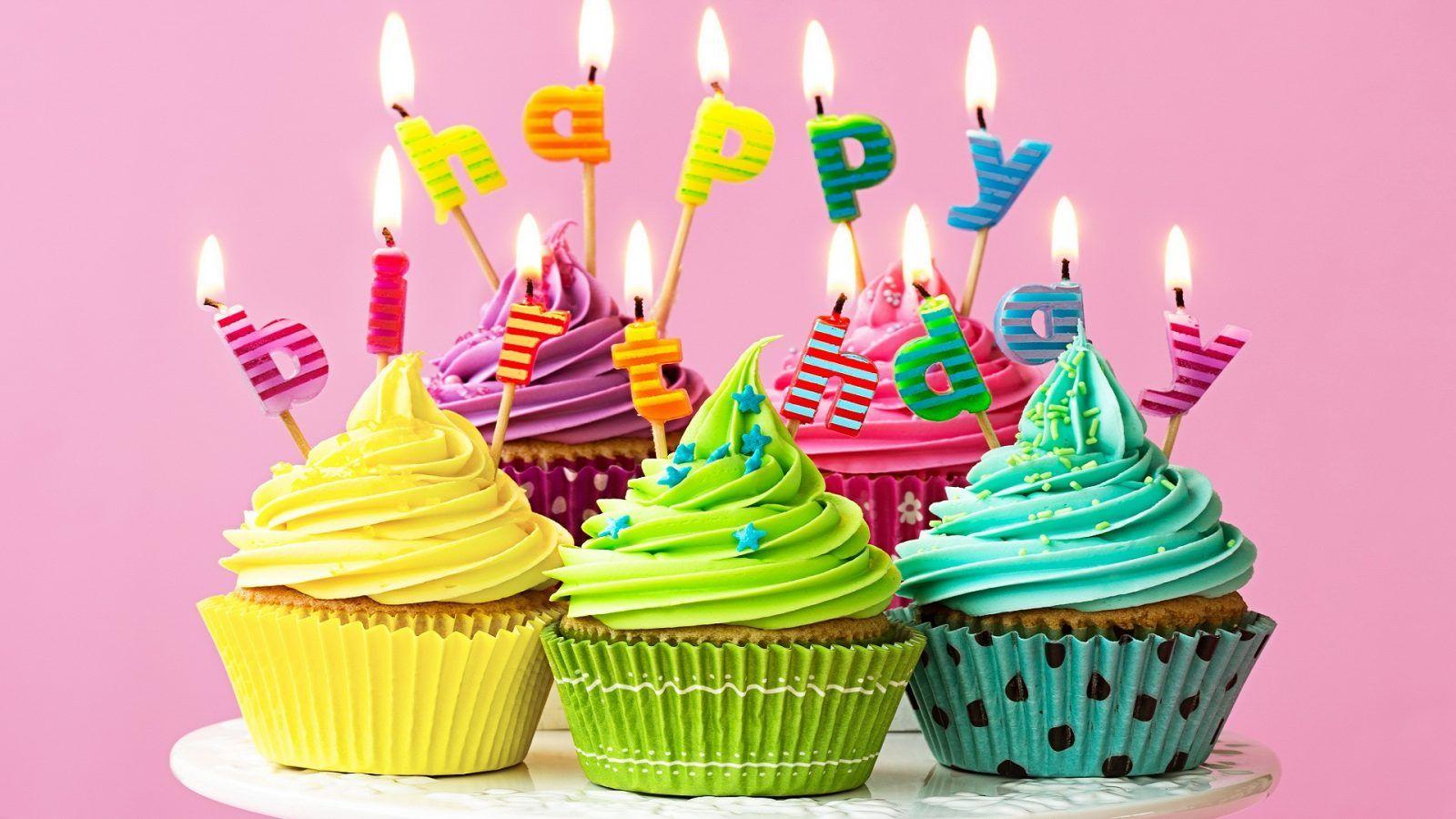1366x768 Cupcake, Happy Birthday, Dessert Birthday Colorful Cake HD Wallpaper