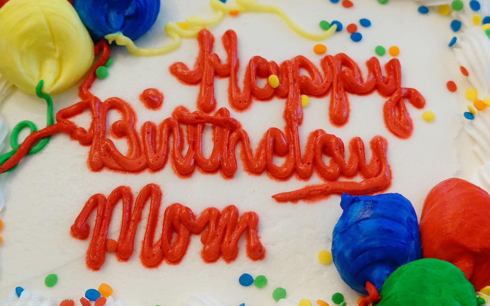 1920x1200 happy birthday mom red letters colorful cake HD widescreen wallpaper / holidays background