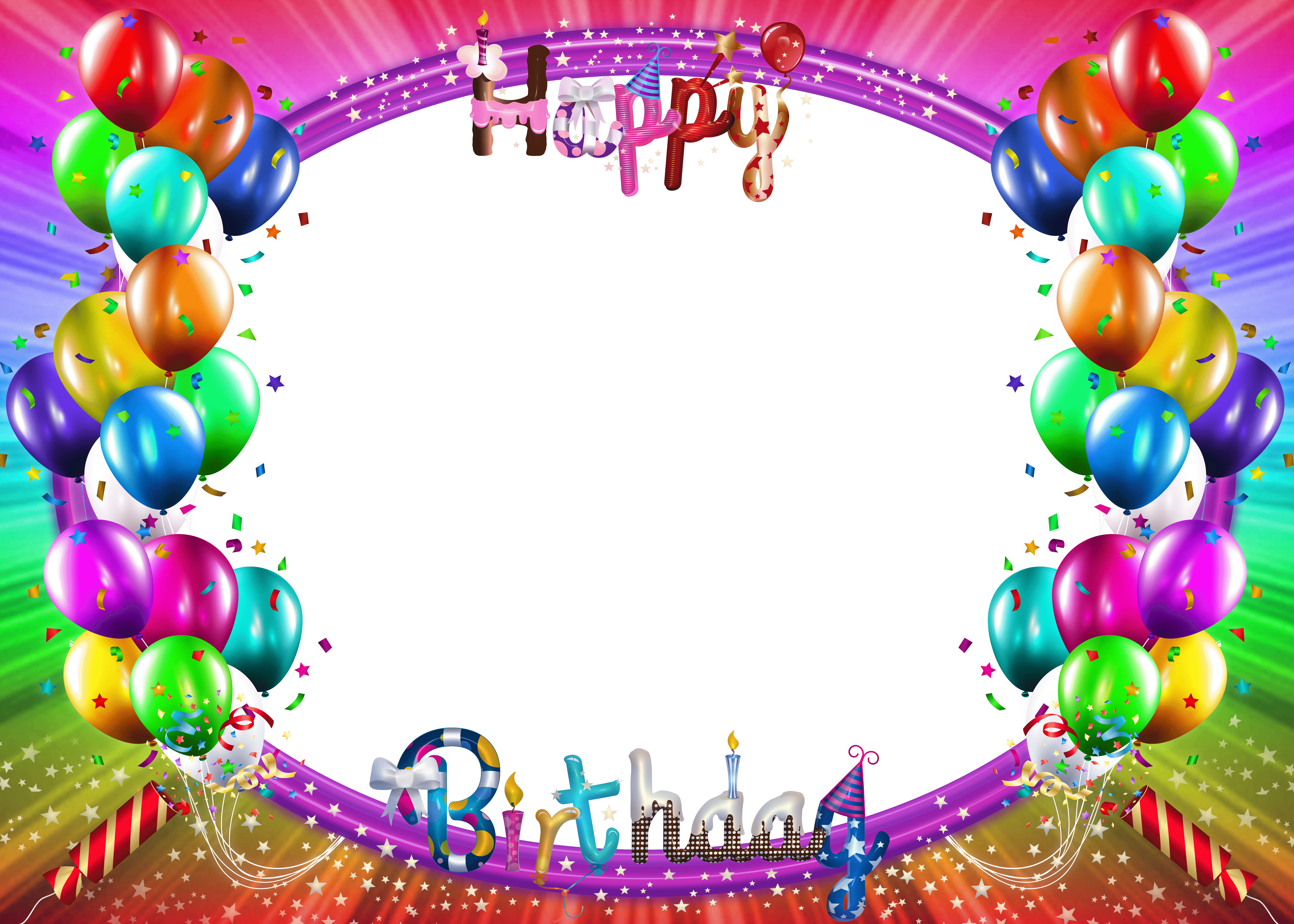 5000x3571 Happy Birthday Colorful PNG Frame Quality Image And Transparent PNG Free Clipart