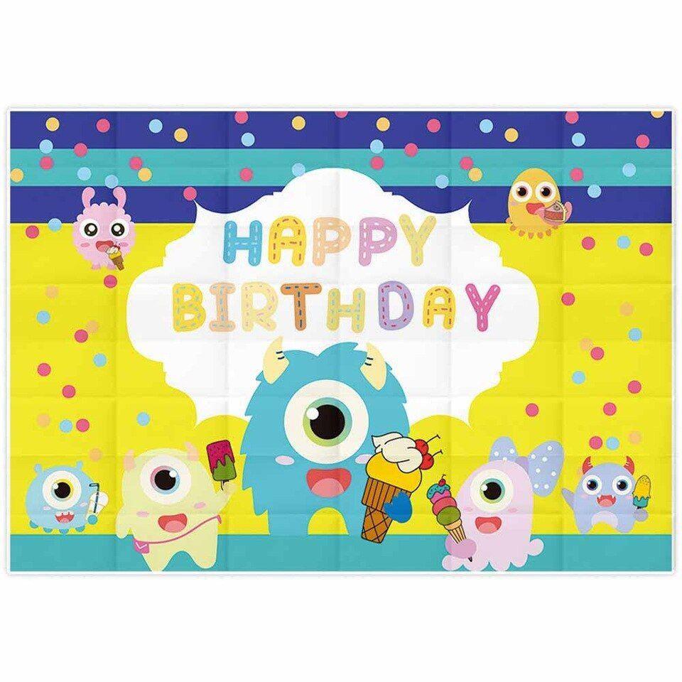 960x960 Allenjoy cartoon colorful dots child birthday party frame Ice cream baby celebration photography backdrops photophone wallpaper. Background