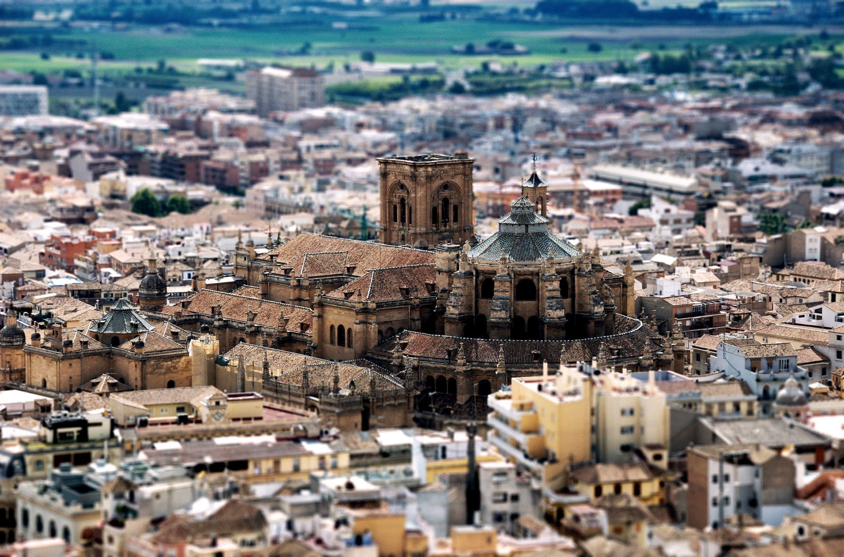 2800x1850 city, Tilt shift, Granada, Spain Wallpaper HD / Desktop and Mobile Background