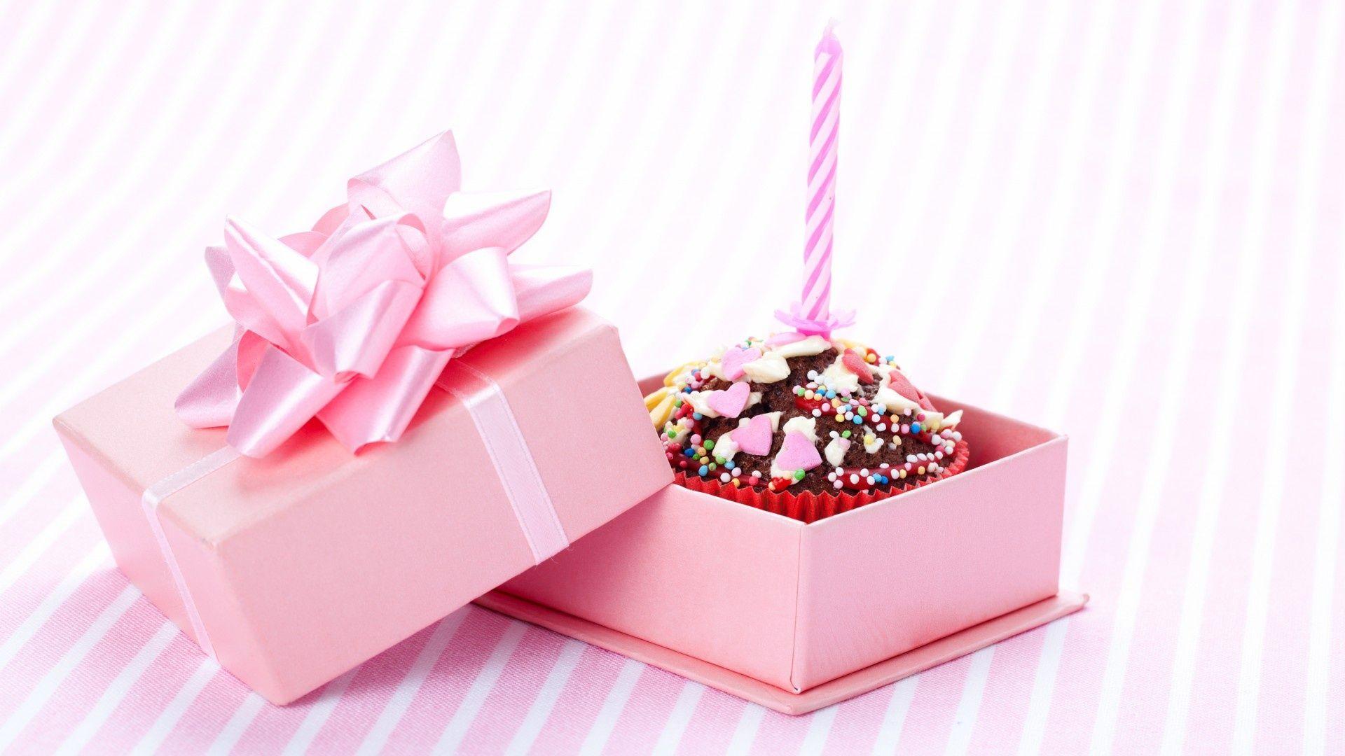 1920x1080 Wallpaper birthday, candle, box, cupcake, bow desktop wallpaper Holidays