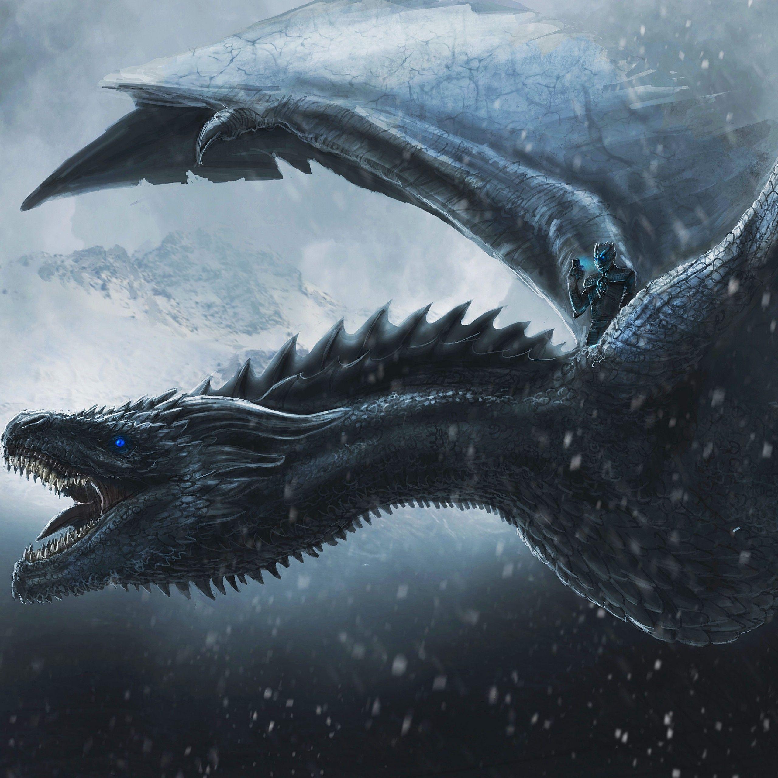 2560x2560 Night King Wallpaper 4K, Dragon, Game of Thrones, Concept Art, Graphics CGI
