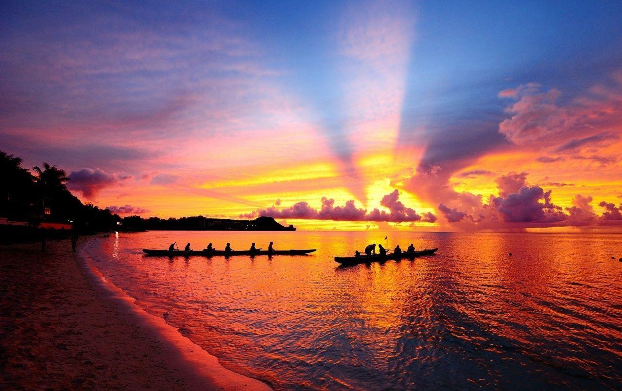 1280x804 Sunset Canoe Wallpaper