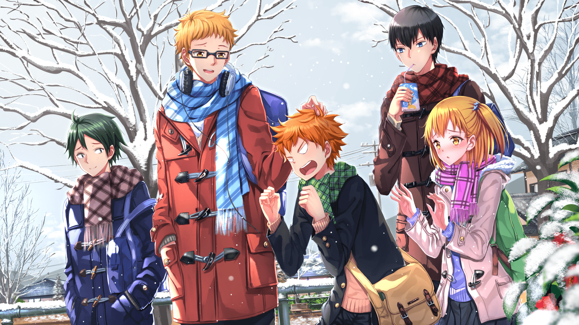 1920x1080 #Yamaguchi Tadashi, #Tsukishima Kei, #Kageyama Tobio, #Yachi Hitoka, #snow, #Haikyuu, #Hinata Shouyou, wallpaper. Mocah HD Wallpaper
