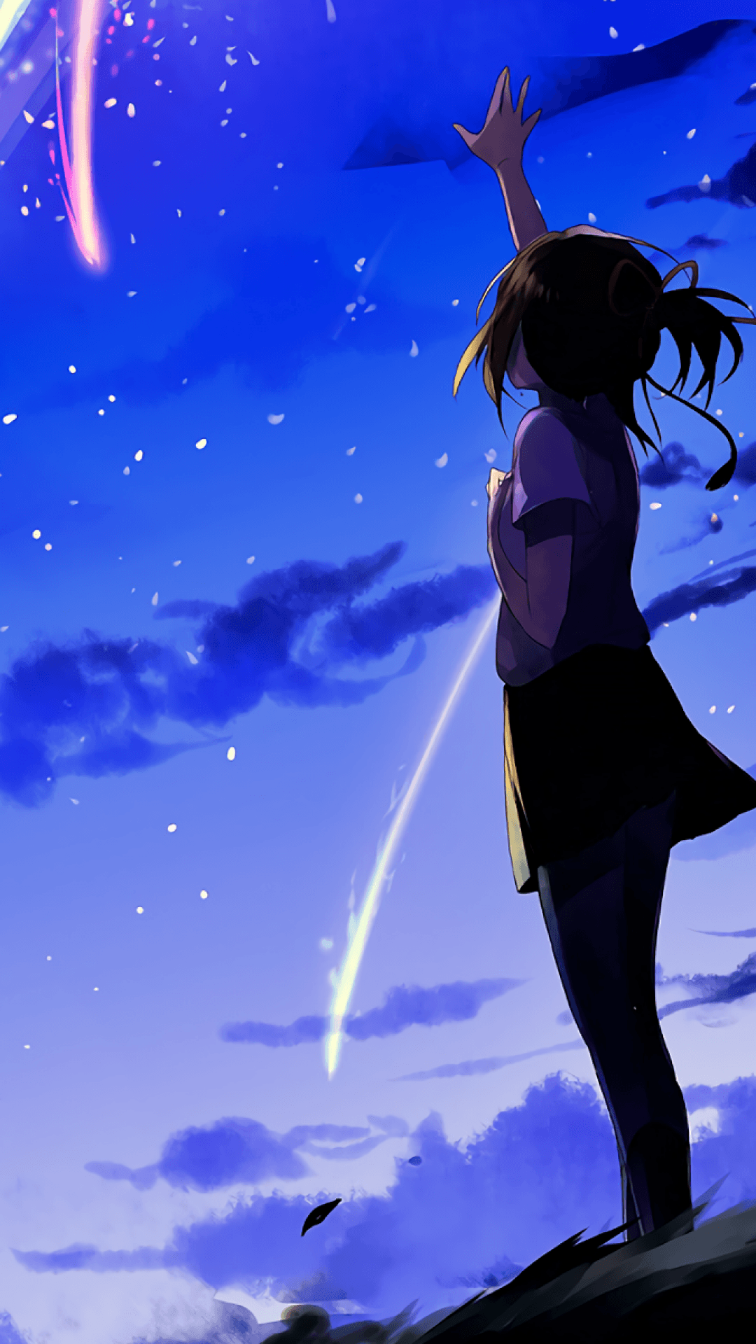 1080x1920 Download 1080x1920 Kimi No Nawa, Mitsuha Miyamizu, Night, Sky, Clouds Wallpaper for iPhone iPhone 7 Plus, iPhone 6+, Sony Xperia Z, HTC One