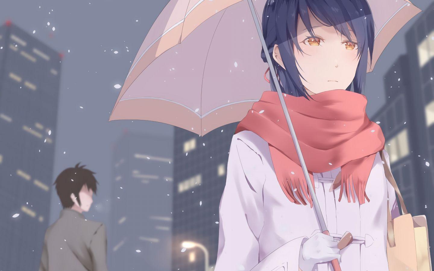 1440x900 Desktop Wallpaper Mitsuha Miyamizu, Taki Tachibana, Anime, Umbrella, Rain, HD Image, Picture, Background, Kwkzfz