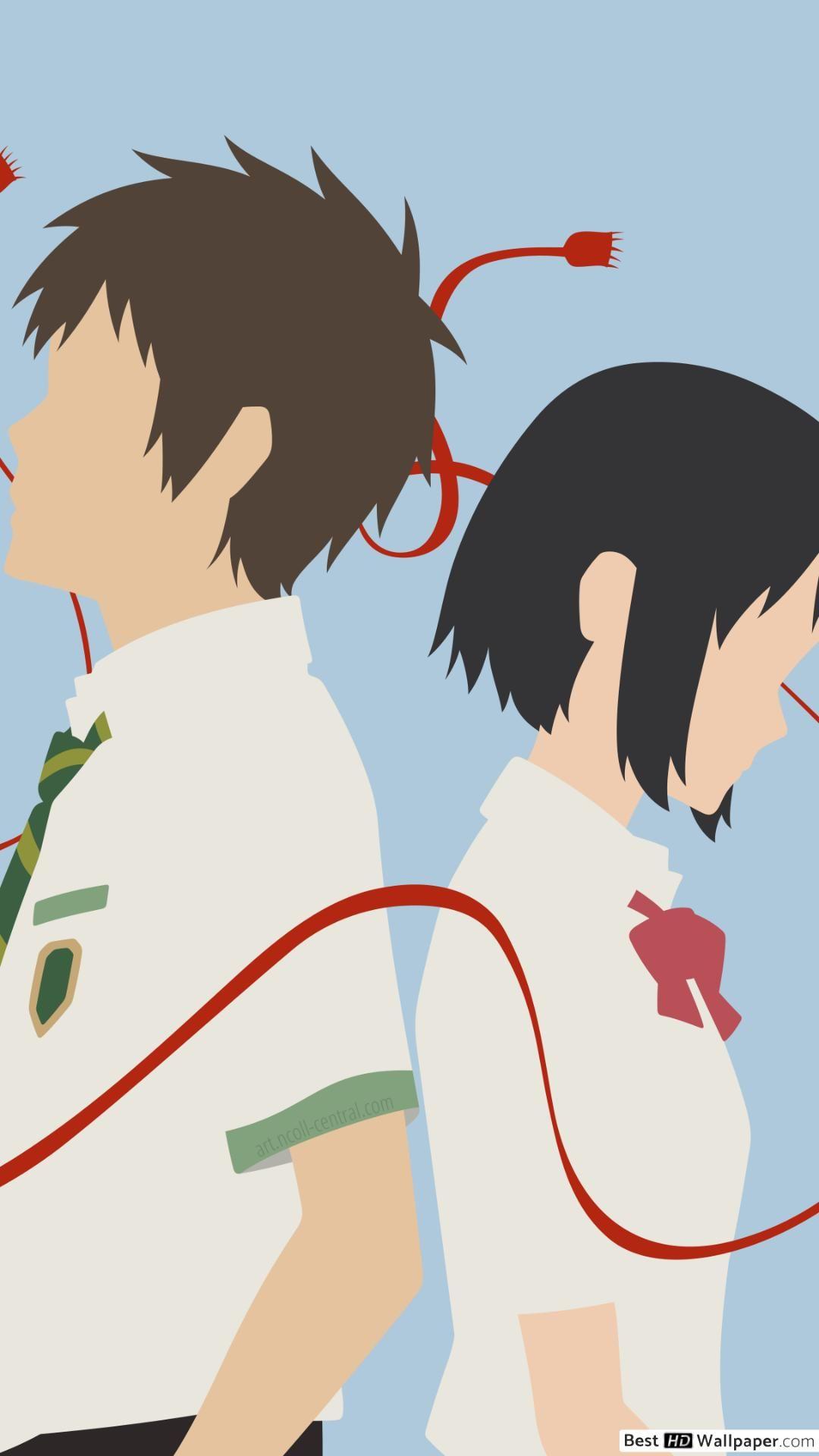 1080x1920 Mitsuha Miyamizu and Taki Tachibana in Your Name HD wallpaper download