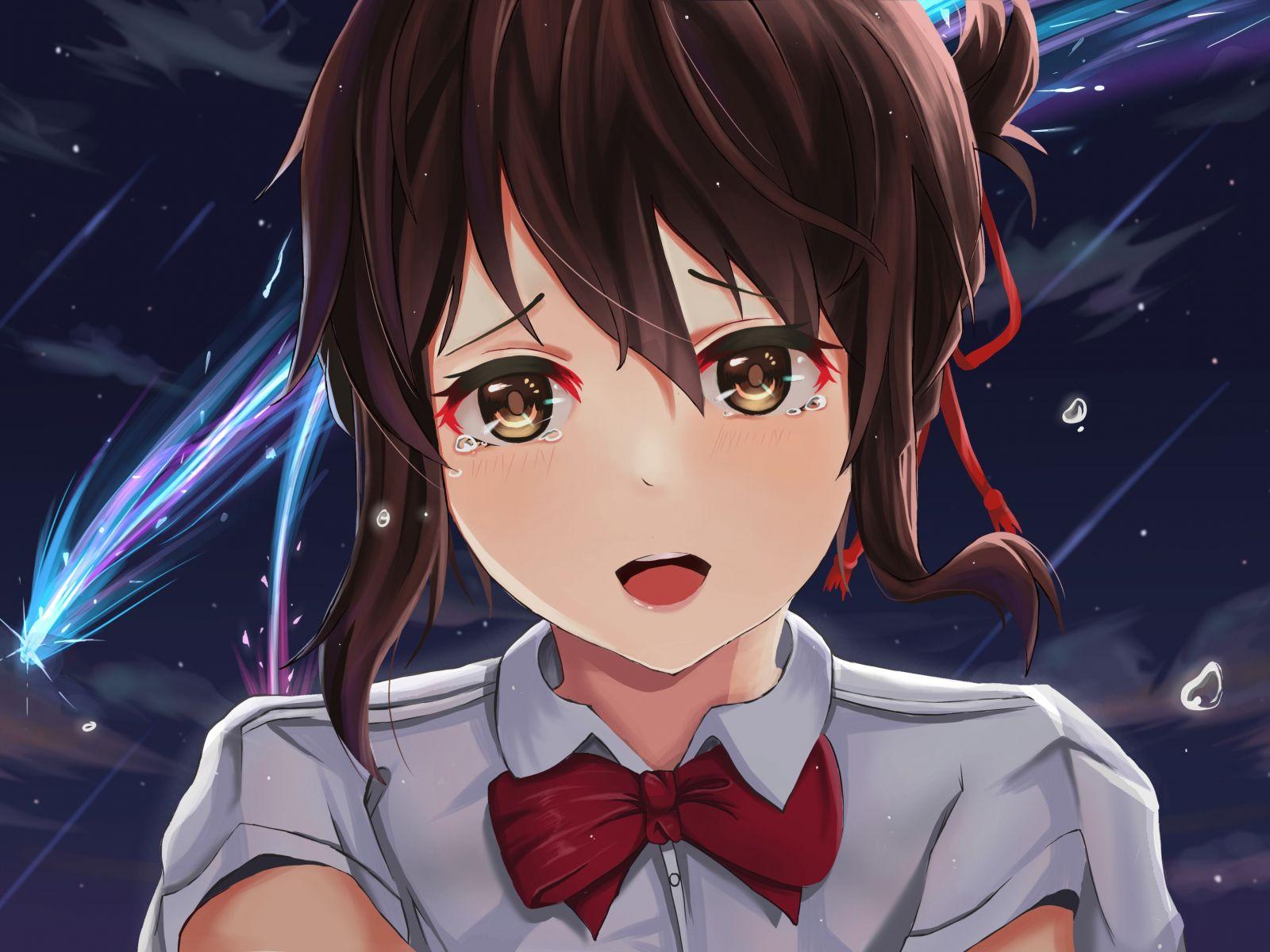 1600x1200 Desktop Wallpaper Mitsuha Miyamizu, Kimi No Na Wa., Tears, Anime Girl, HD Image, Picture, Background, 1bxv3u