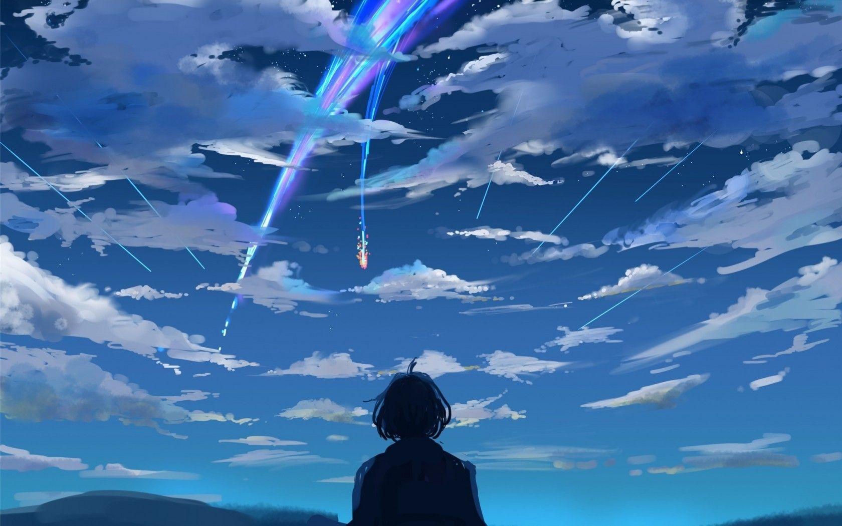 1680x1050 Download 1680x1050 Kimi No Na Wa, Mitsuha Miyamizu, Clouds, Scenic Wallpaper for MacBook Pro 15 inch