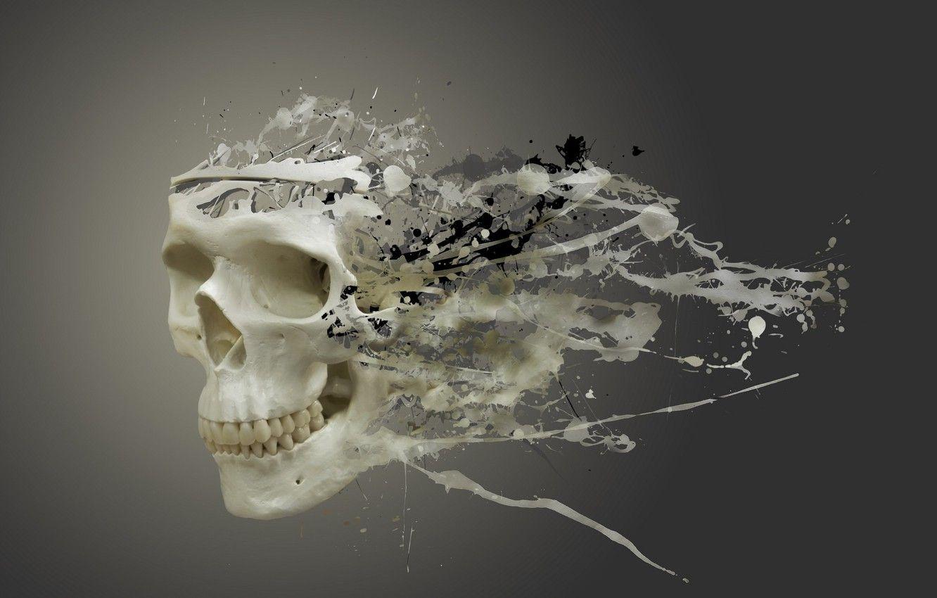 1332x850 Wallpaper background, divorce, Skull, blots image for desktop, section рендеринг