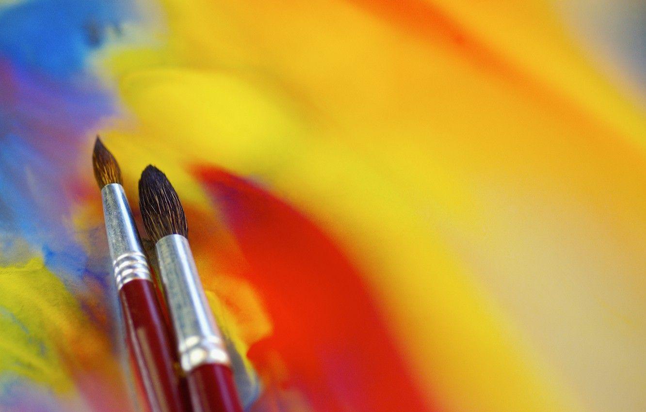 1332x850 Wallpaper yellow, red, background, color, divorce, bright, creativity, brush, drawing, strokes, colorful, brush, Wallpaper from lolita777 image for desktop, section разное
