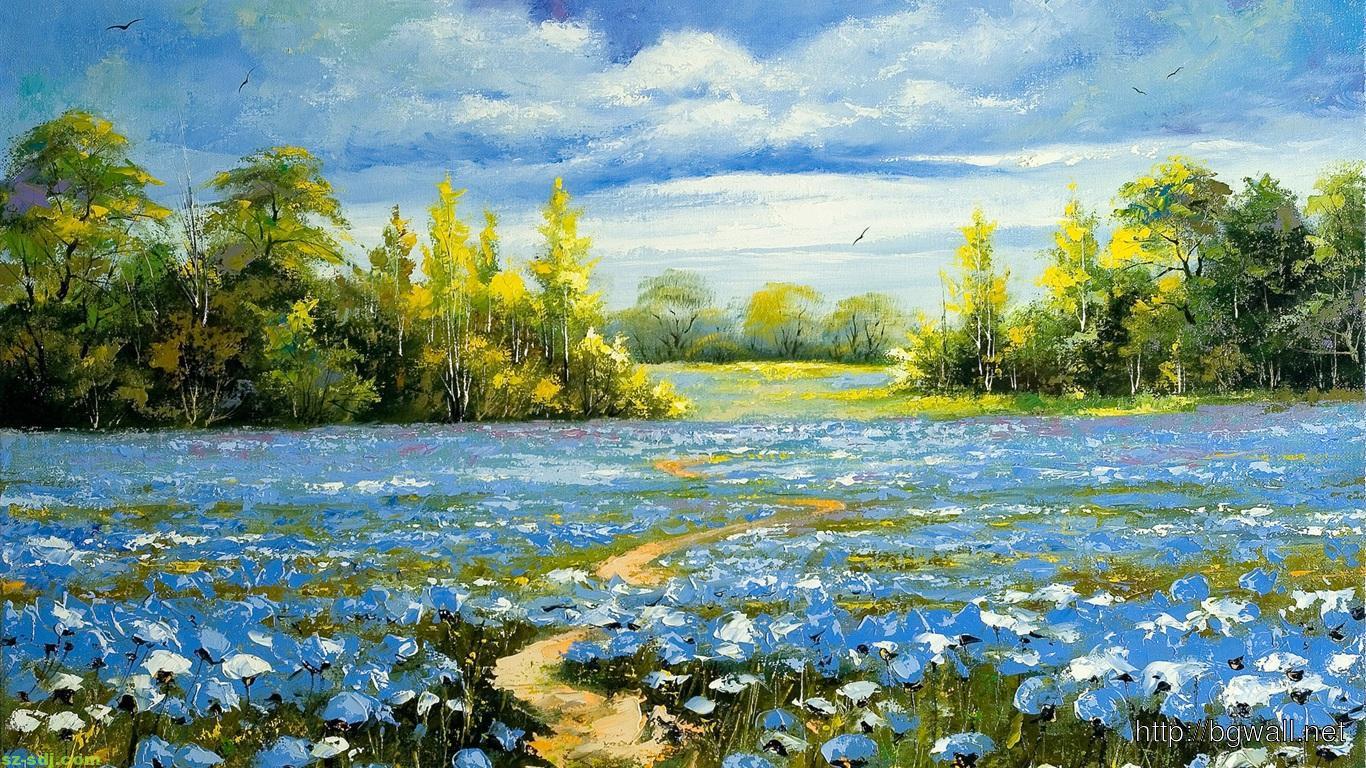 1366x768 Flower Painting Wallpaper For IPhone