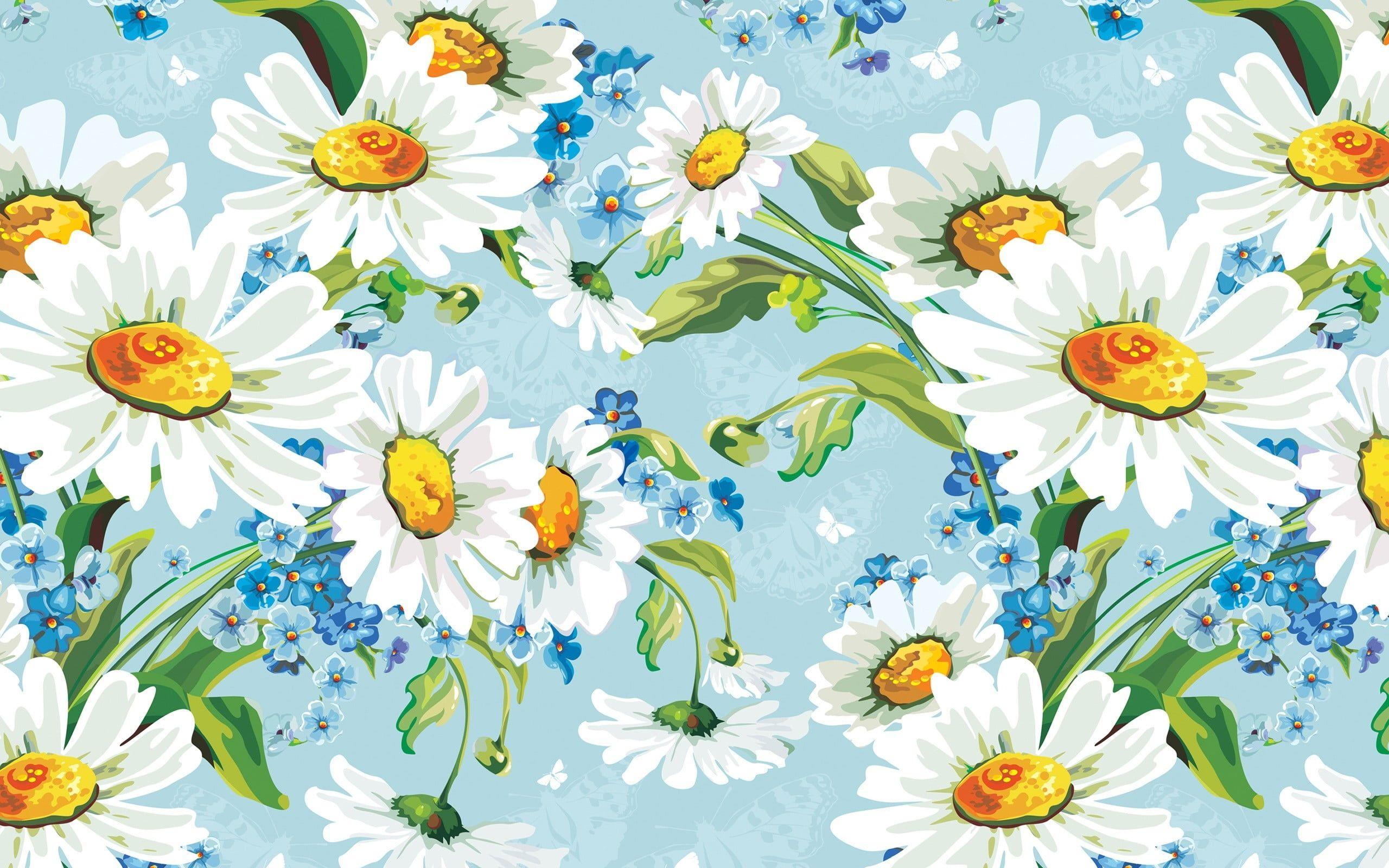 2560x1600 White Daisy Flowers Painting HD Wallpaper Wallpaper HD Wallpaper & Background Download