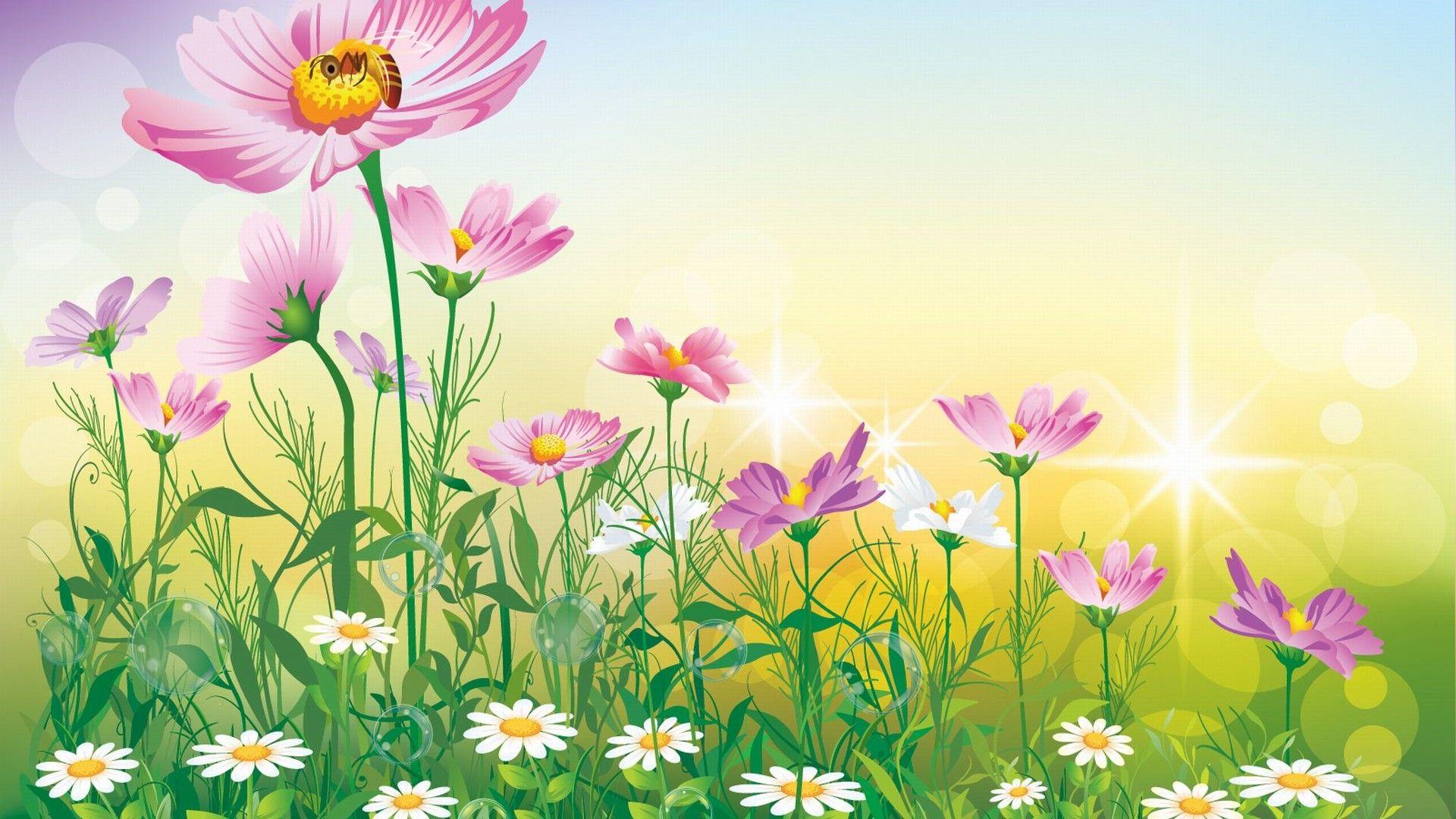 1920x1080 Flower Paintings Background Wallpaper HD :