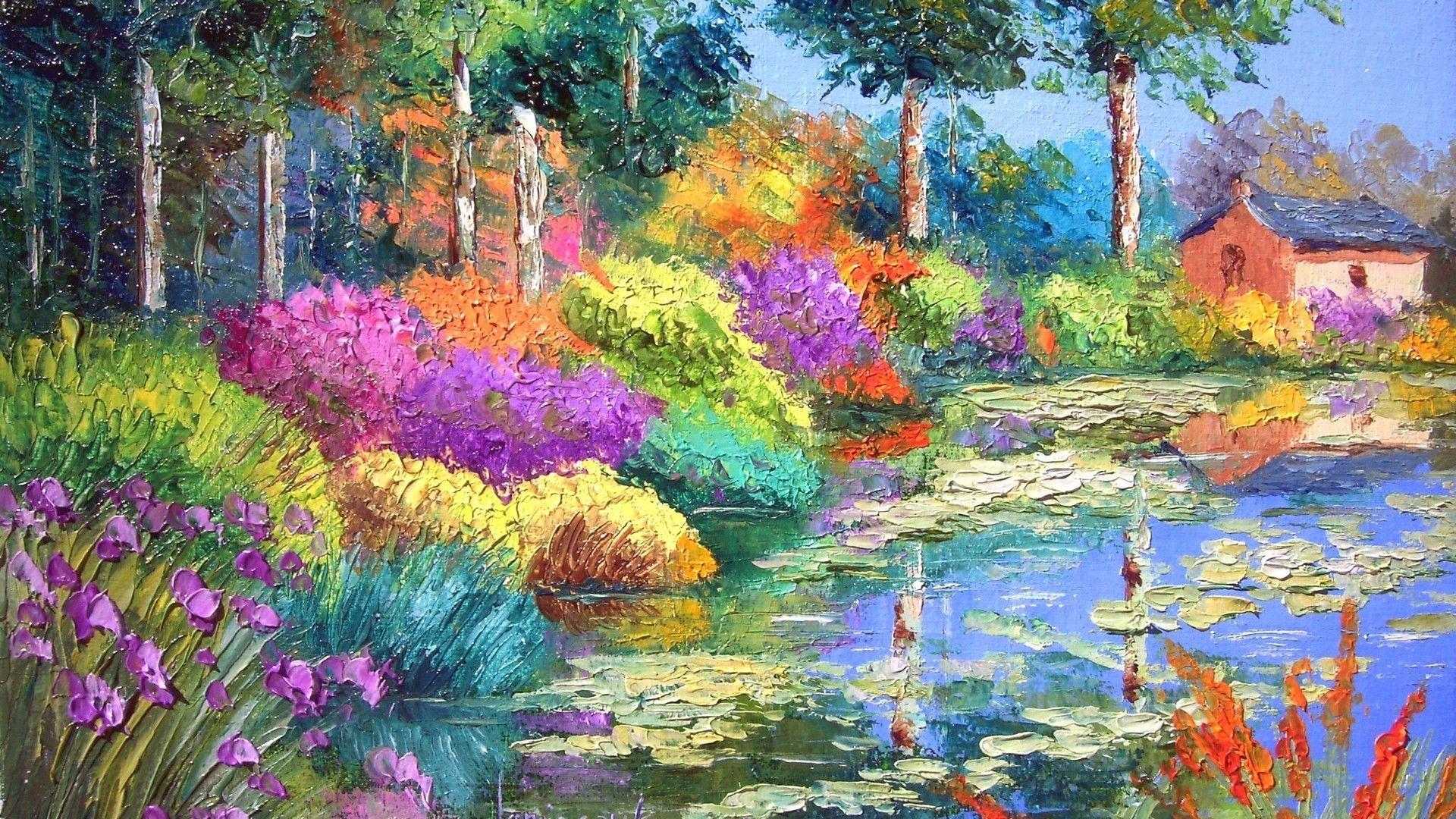 1920x1080 Colorful Flowers Painting desktop PC and Mac wallpaper