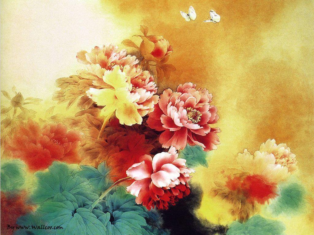 1024x768 Chinese Paintings : Chinese Gongbi Paintings, Flower And Bird