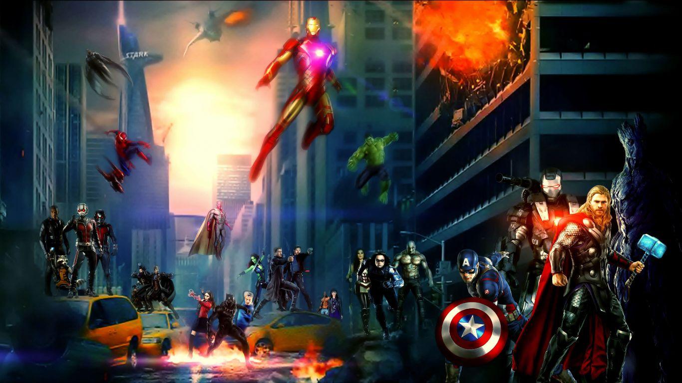 1366x768 Download Marvel Cinematic Universe Superhero Artwork 950x1534