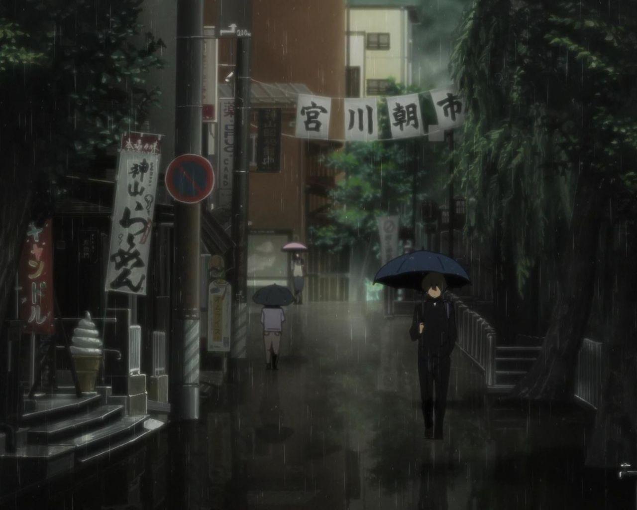 1280x1024 Desktop Wallpaper Rain, Walk, Anime Boy, Hyouka, HD Image, Picture, Background, Ba3455