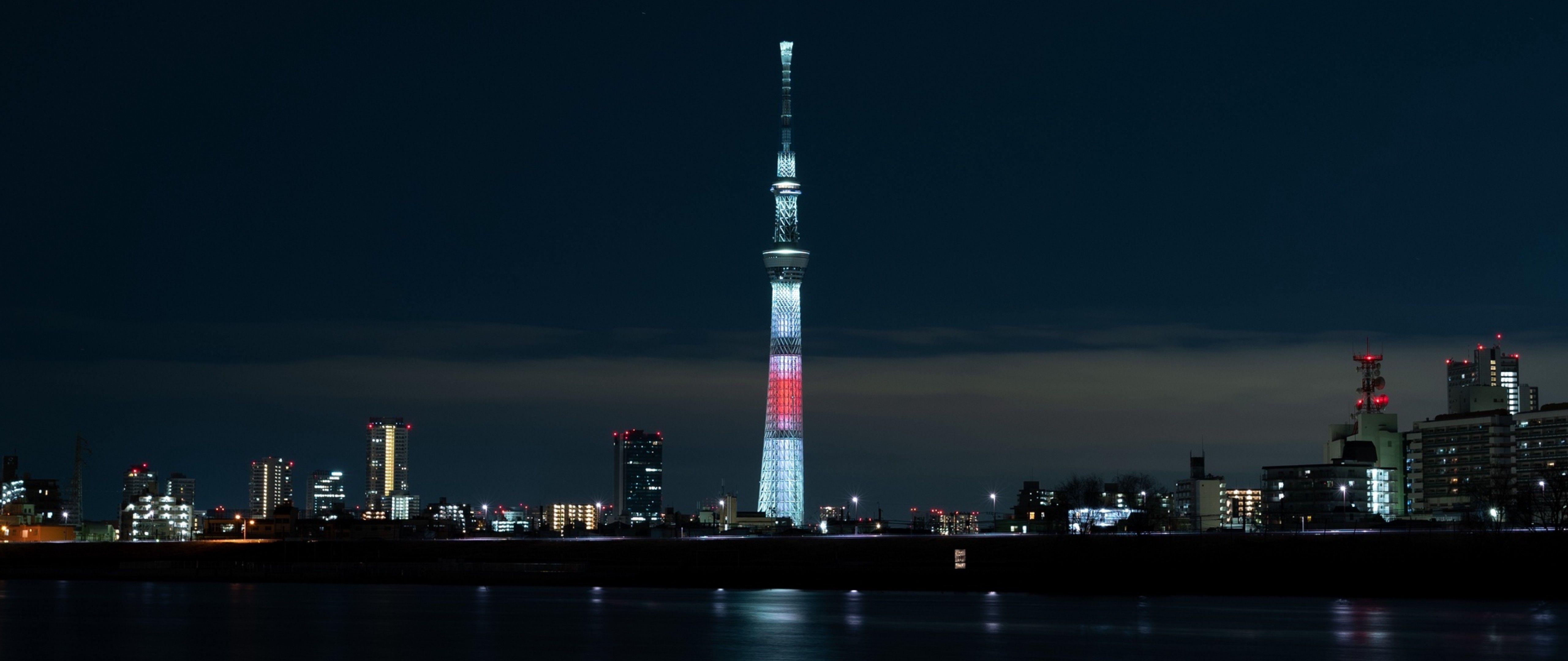 5120x2160 Tokyo tower lights HD Wallpaper 4K Ultra HD Wide TV