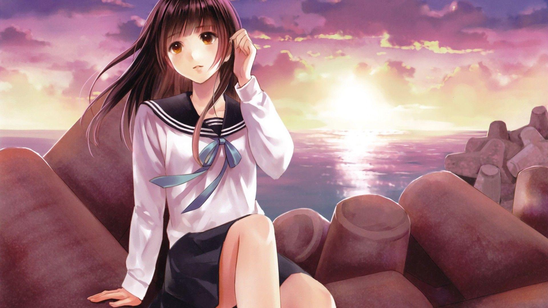 1920x1080 Girly anime desktop wallpaper blowing