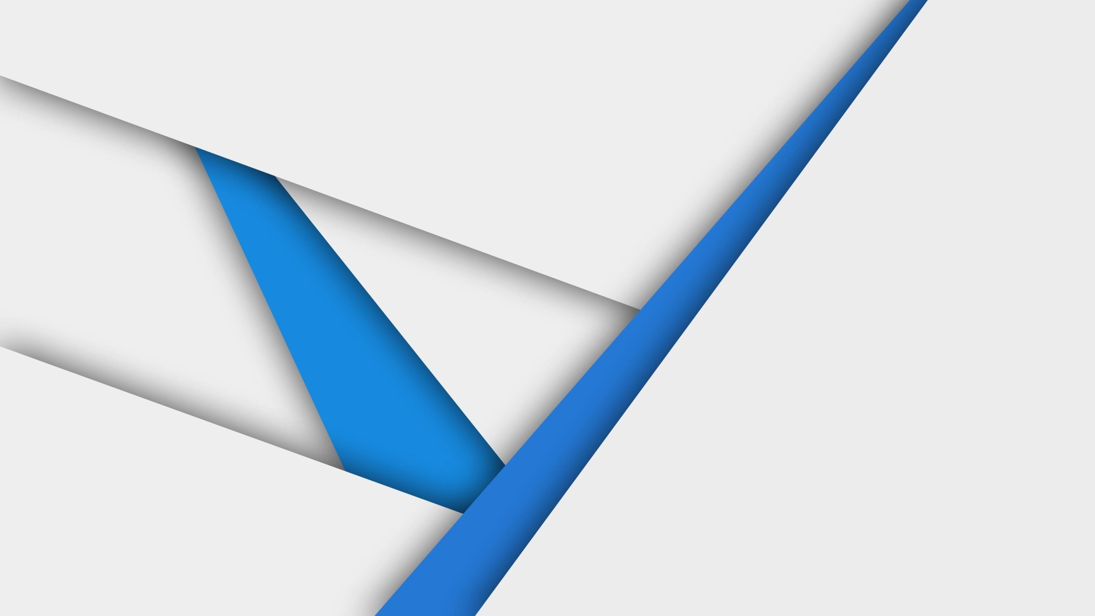3840x2160 Material design, blue, wallpaper, abstract, paper, white background. Material design, Abstract wallpaper, Wallpaper