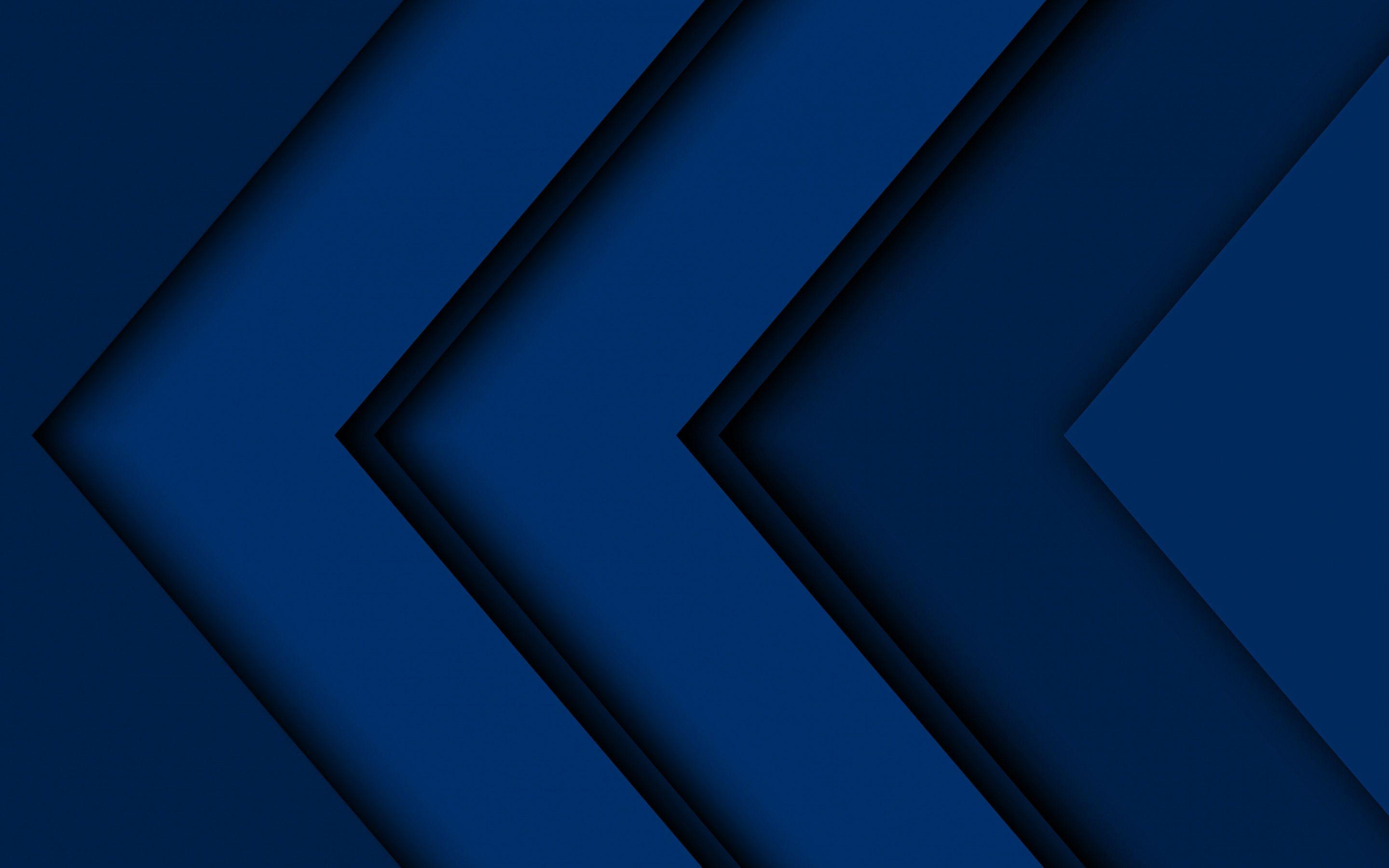 2880x1800 Download wallpaper blue arrows, artwork, creative, abstract arrows, blue material design, geometric shapes, arrows, geometry, blue background, dark arrows for desktop with resolution 2880x1800. High Quality HD picture wallpaper