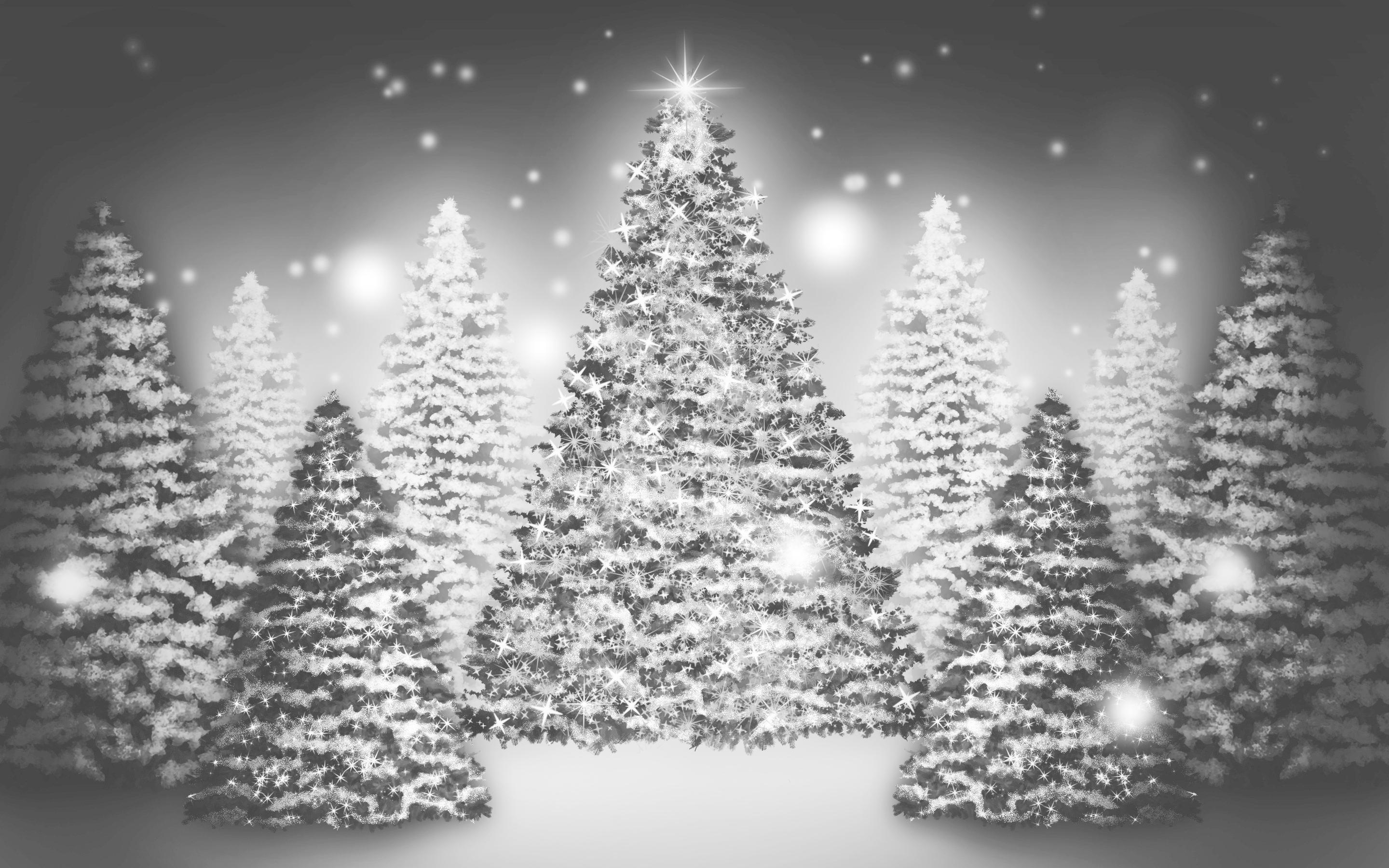 2880x1800 White Christmas Tree Wallpaper