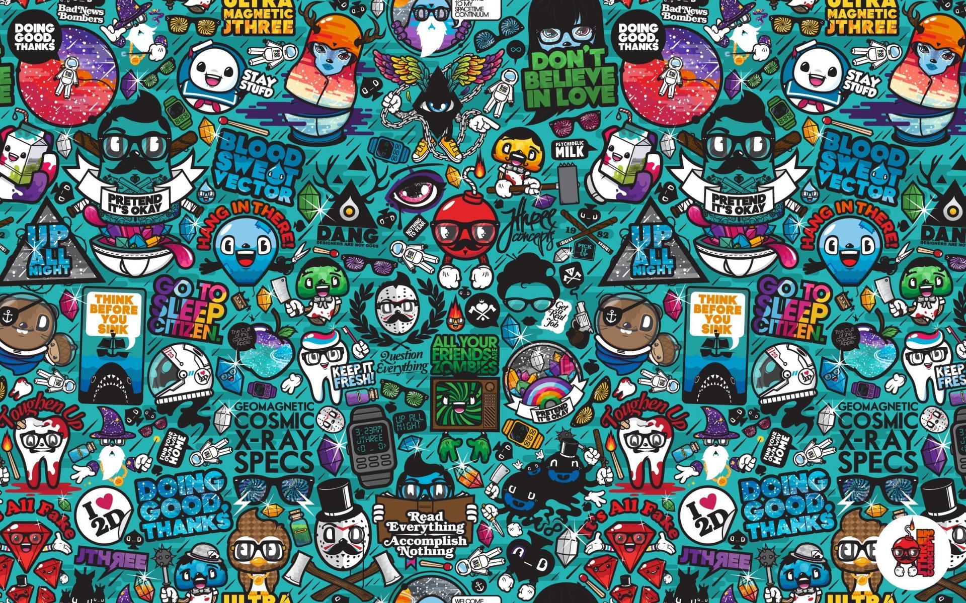 1920x1200 Vector xray hipster characters jthree concepts jared nickerson