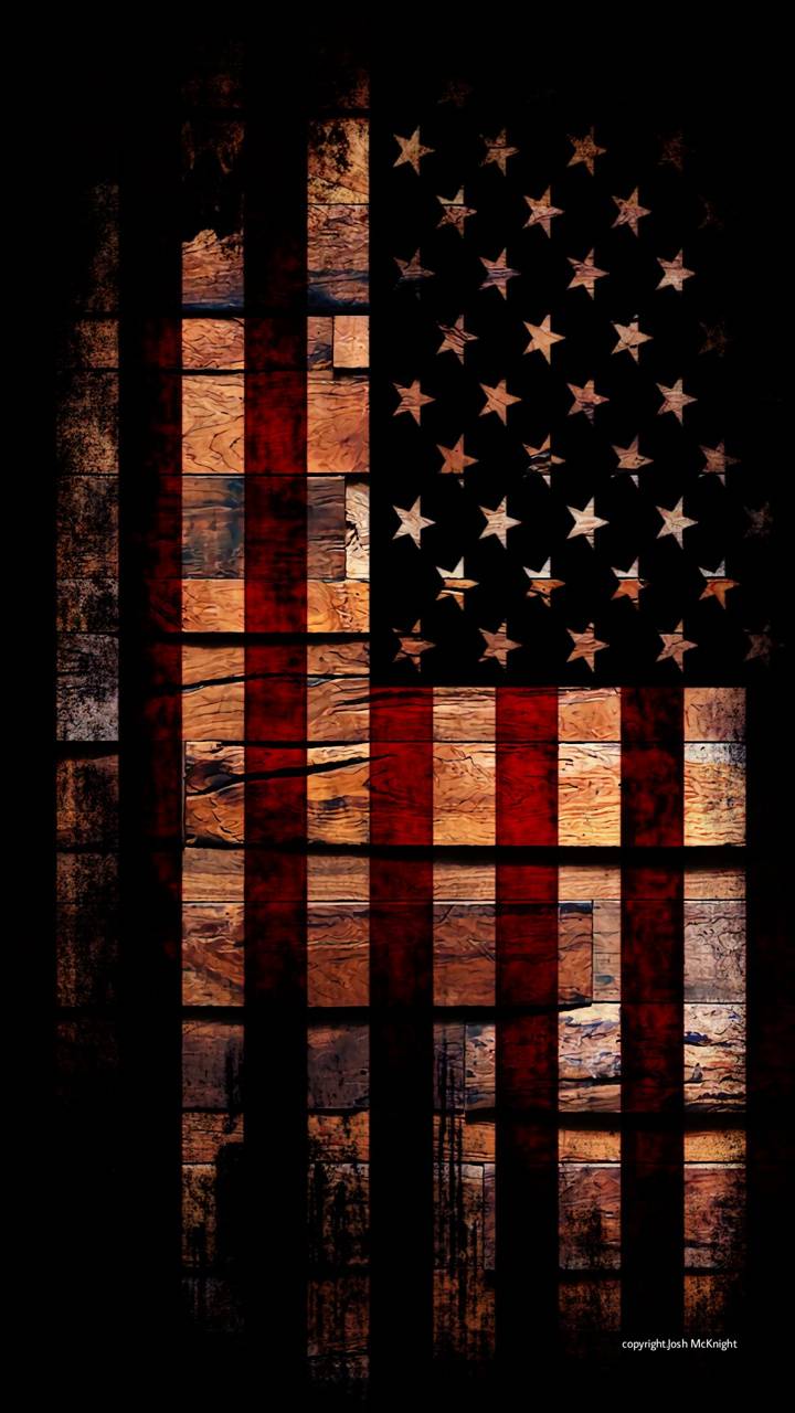 720x1280 USA Flag on wood BG wallpaper