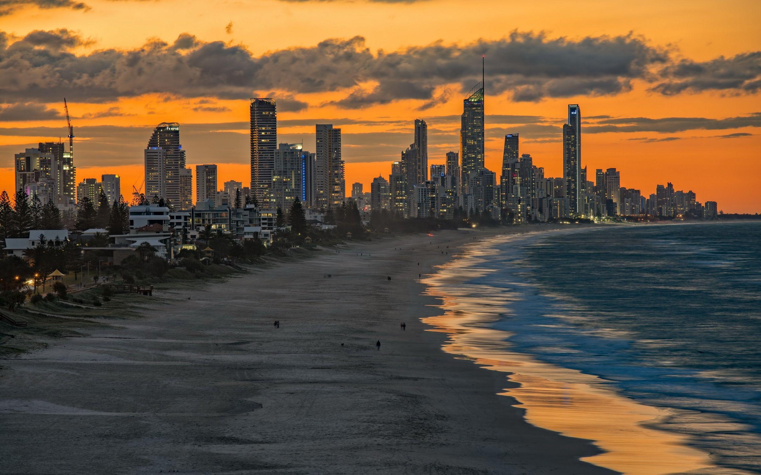 2560x1600 Miami Beach, Sunset, Florida, Beach, Skyscrapers, Miami, Miami HD Wallpaper