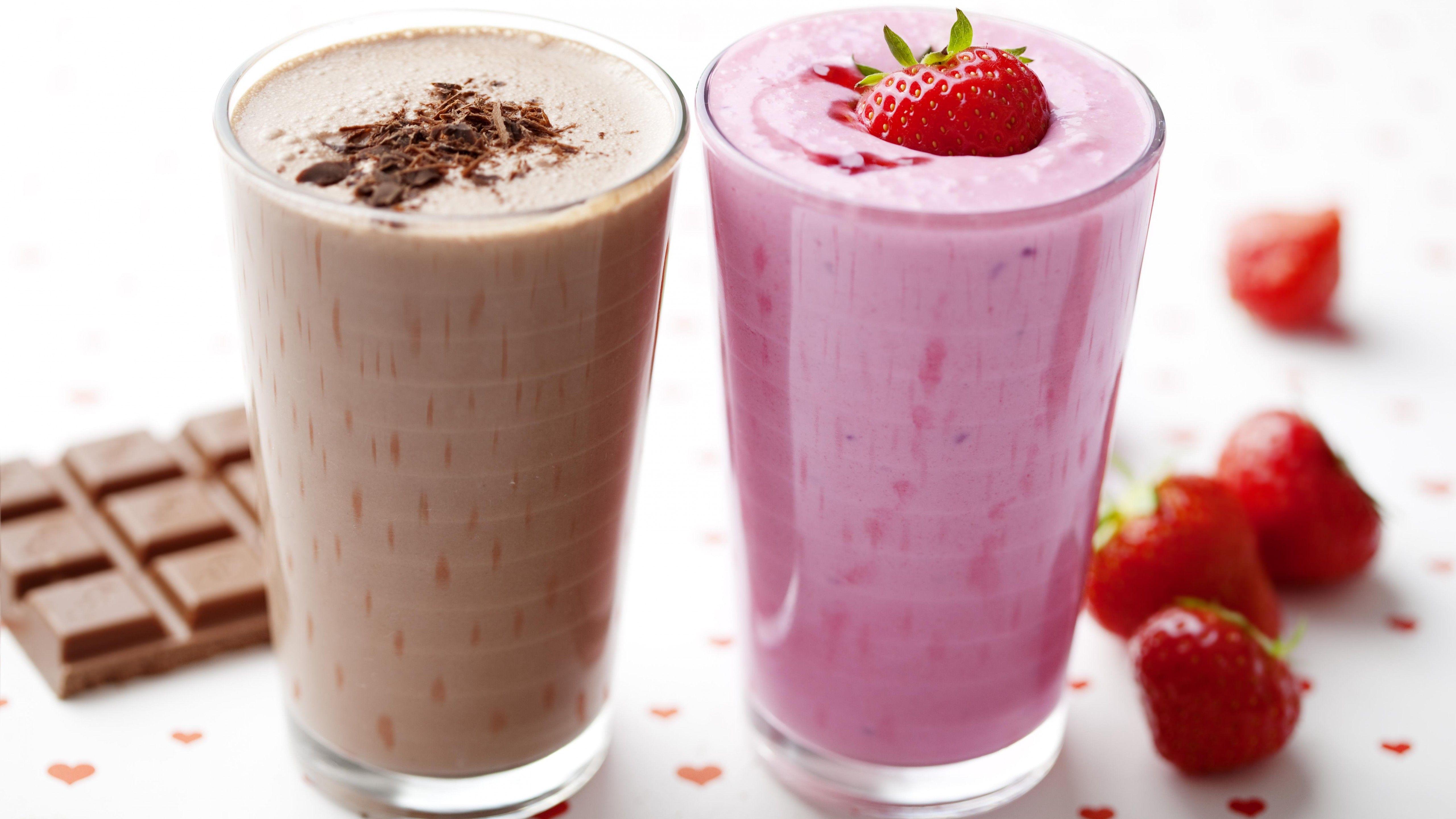 5120x2880 Wallpaper smoothies, chocolate, milk, strawberry, Food