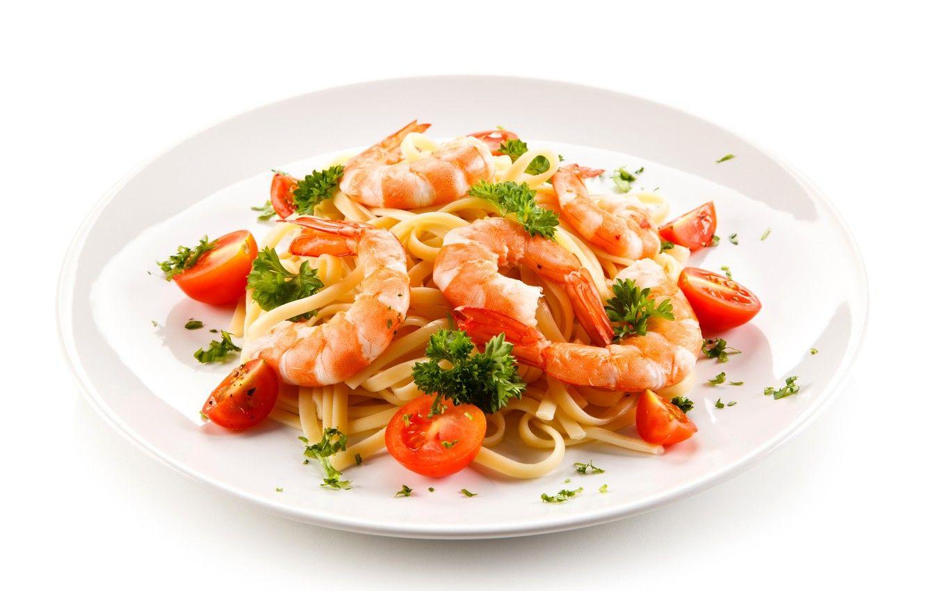 1332x850 Wallpaper Plate, Tomatoes, Food, Pasta, Shrimp, Main Dishes image for desktop, section еда