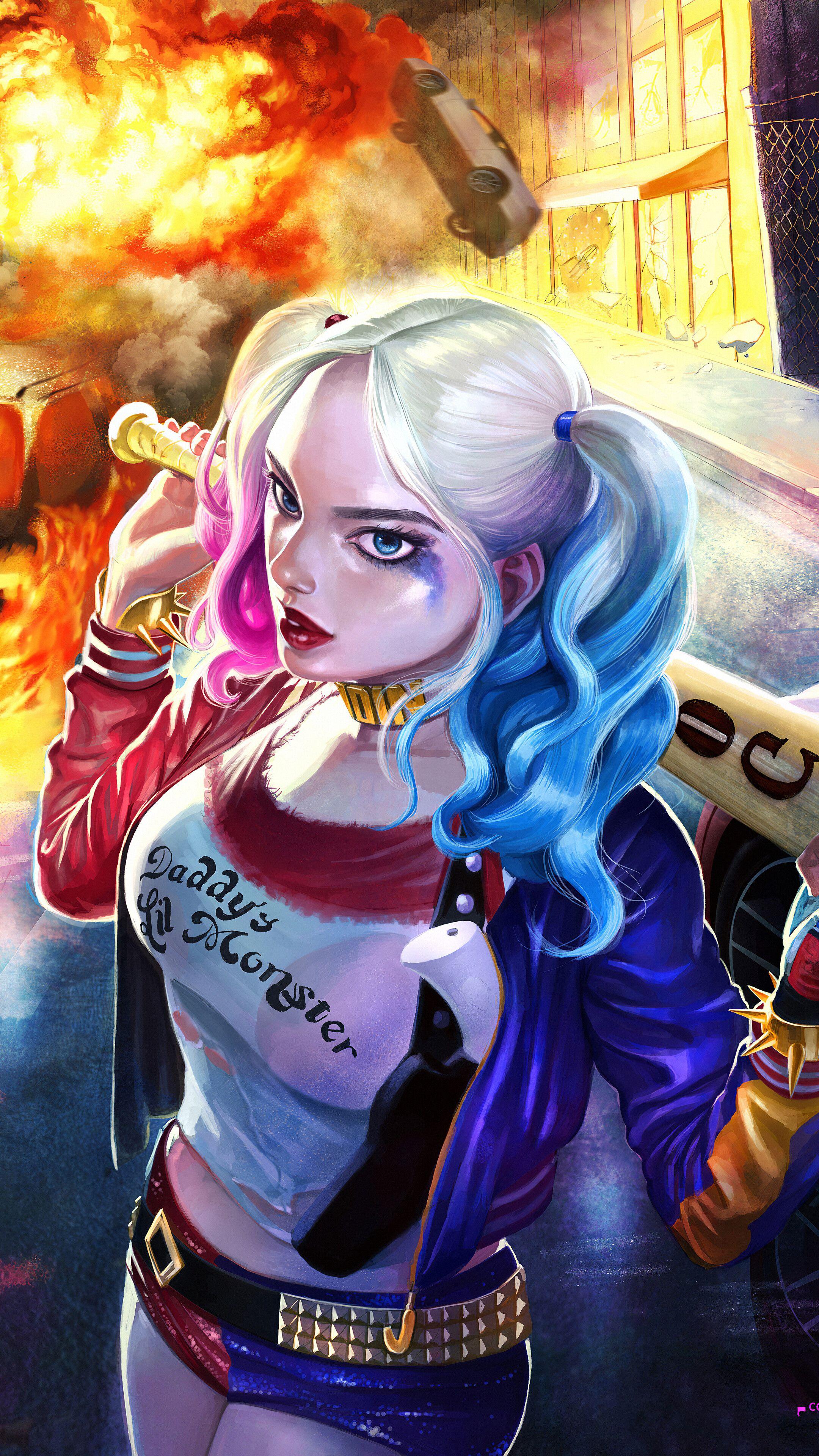 2160x3840 Harley Quinn, Baseball Bat, 4K phone HD Wallpaper, Image, Background, Photo and Picture. Mocah HD Wallpaper