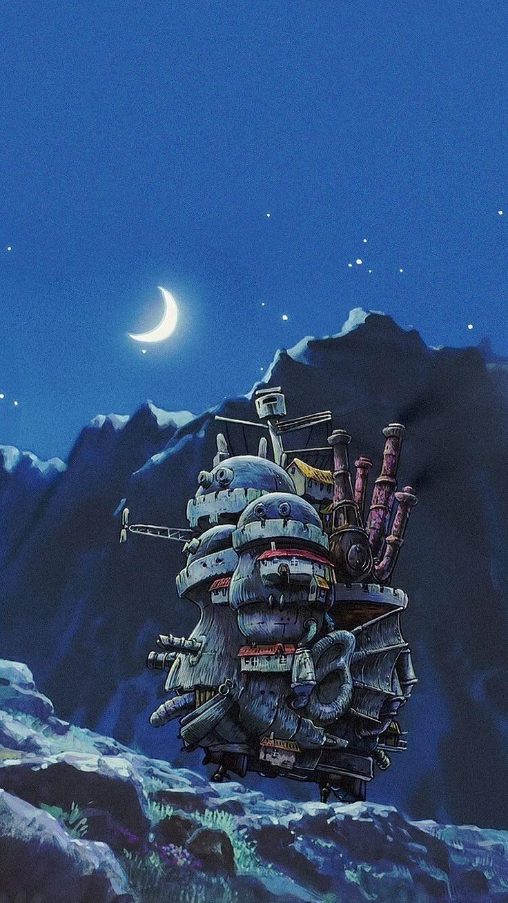 736x1309 Howl's Moving Castle: iPhone Background / Wallpaper / Phone Background / Calibration Photo / Ghibli: N. Studio ghibli background, Studio ghibli art, Studio ghibli