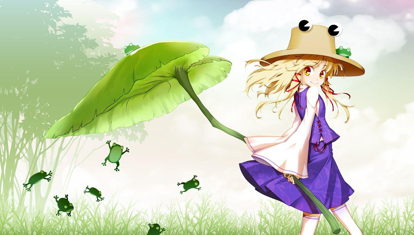 1408x800 animal dress frog hat hong (white spider) moriya suwako touhou. konachan.com.com Anime Wallpaper