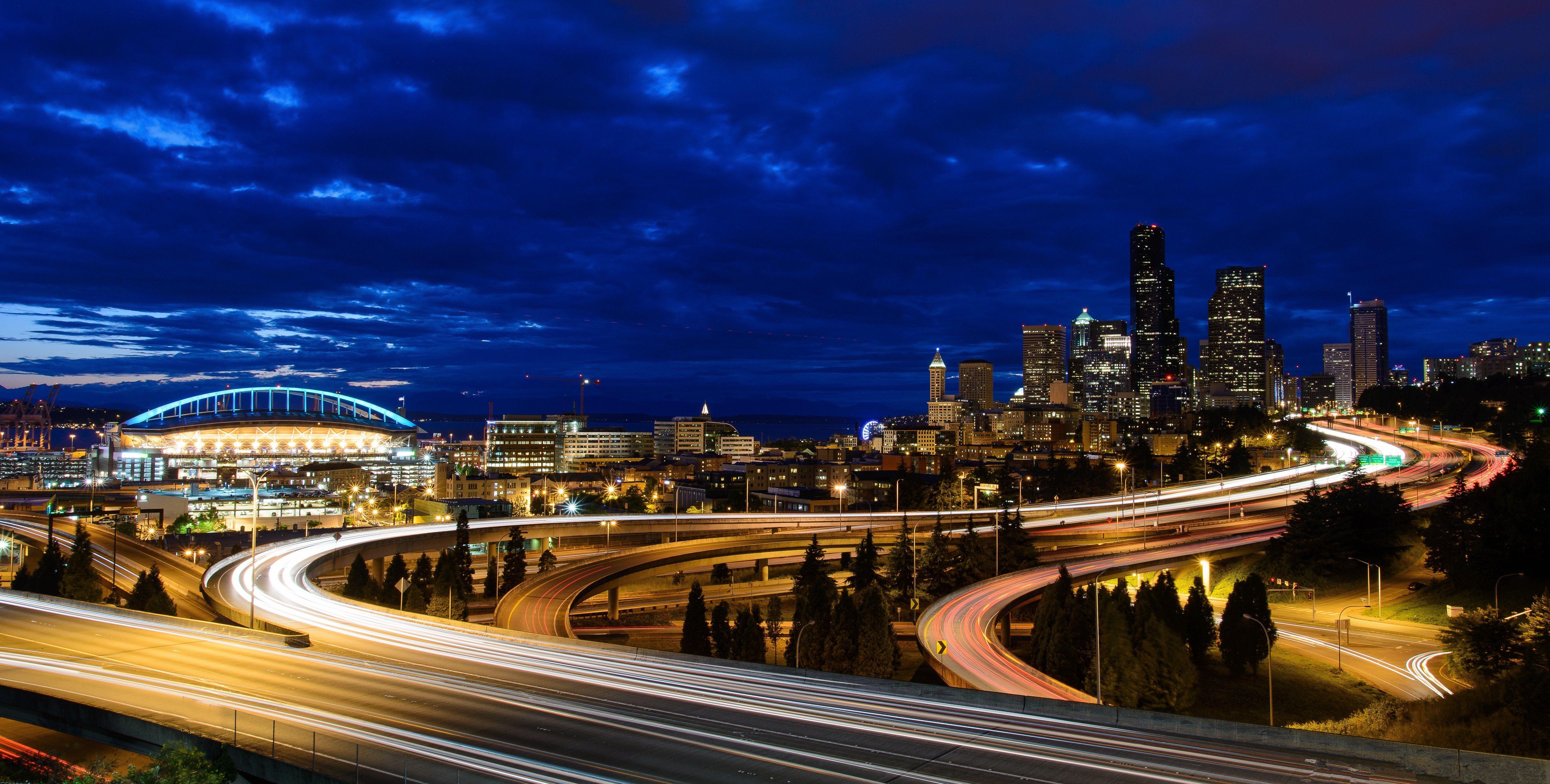 5777x2923 Washington Seattle sunset wallpaperx2923