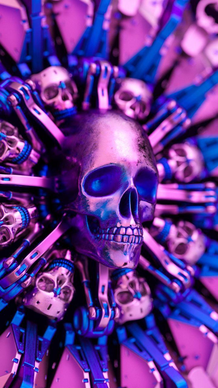 720x1280 Download wallpaper 720x1280 skull, glitter, metal, shape samsung galaxy mini s s neo, alpha, sony xperia compact z z z asus zenfone HD background