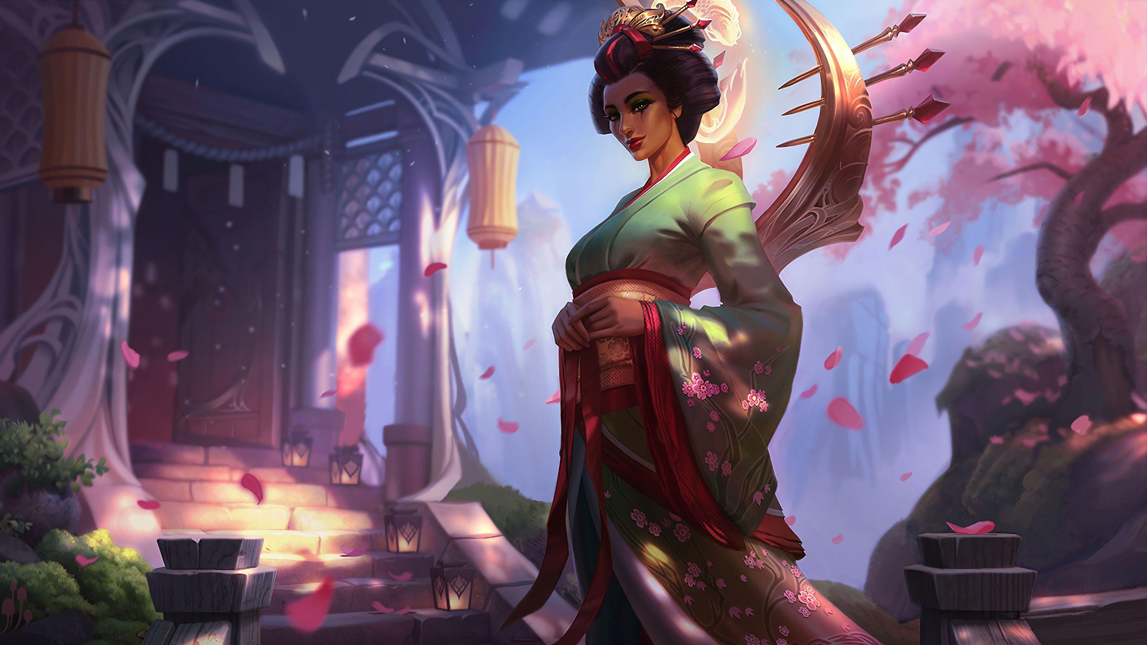 3840x2160 Wallpaper 4k Sakura Karma LoL Splash Art League of Legends karma, league of legends