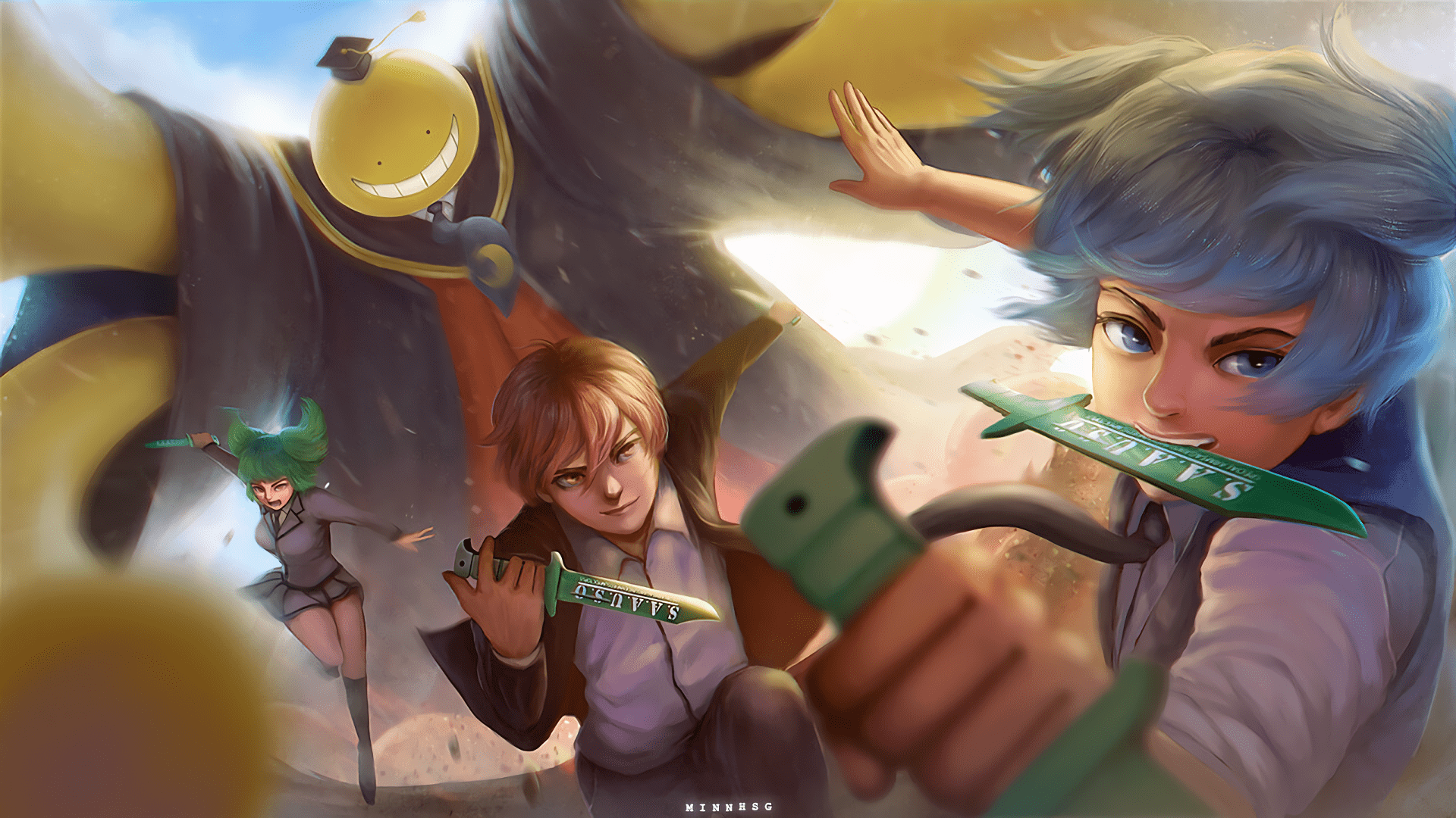 1920x1080 Assassination Classroom Kaede Kayano Karma Akabane Nagisa Shiota Hình nền - Độ phân giải: 1920x1080 https://wallpaperaccess.com/full/4593565.png