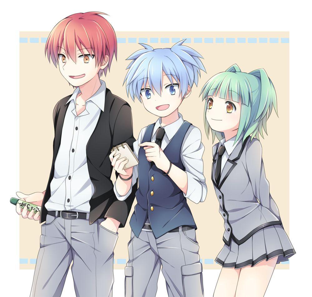 1000x950 shiota nagisa, kayano kaede, and akabane karma (ansatsu kyoushitsu) drawn